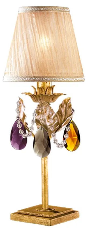 Markenware Casa Padrino Luxus Barock Kristall Tischleuchte Antik Gold / Mehrfarbig / Creme Ø 17 x H. 46 cm - Prunkvolle Barockstil Schreibtischleuchte mit böhmischen Kristallglas - Made in Italy