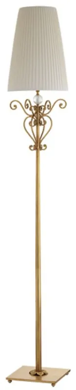 Zertifiziert Casa Padrino Luxus Barock Stehleuchte Gold / Weiß Ø 30 x H. 185 cm - Prunkvolle Barockstil Metall Stehlampe mit rundem Lampenschirm - Luxus Qualität - Made in Italy