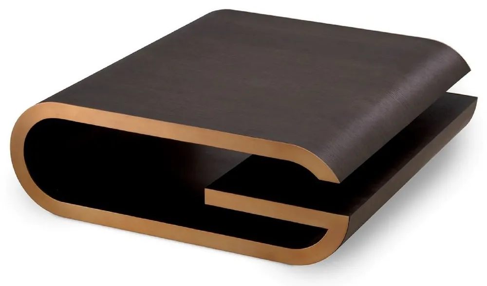 Casa Padrino Luxus Couchtisch Mokka / Messing 100 x 100 x H. 33 cm - Designer Wohnzimmertisch - Wohnzimmer Möbel - Luxus Möbel - Designer Möbel - Luxus Einrichtung - Designer Einrichtung Sonderaktion