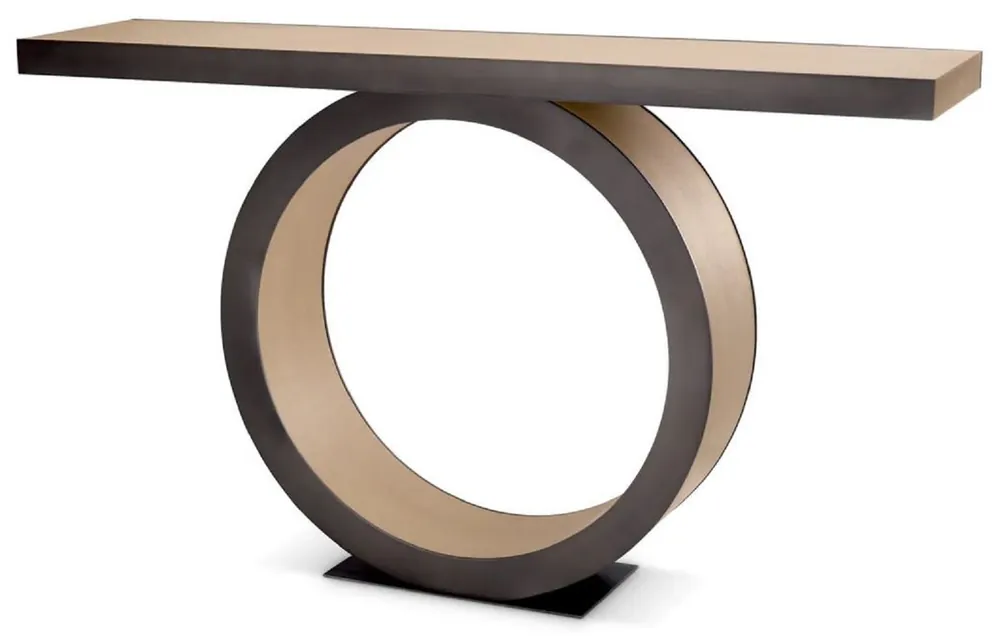 Online Kaufen Casa Padrino Luxus Konsole Naturfarben / Bronze 130 x 30 x H. 76,5 cm - Rechteckiger Massivholz Konsolentisch - Luxus Möbel - Wohnzimmer Möbel - Luxus Einrichtung - Wohnzimmer Einrichtung