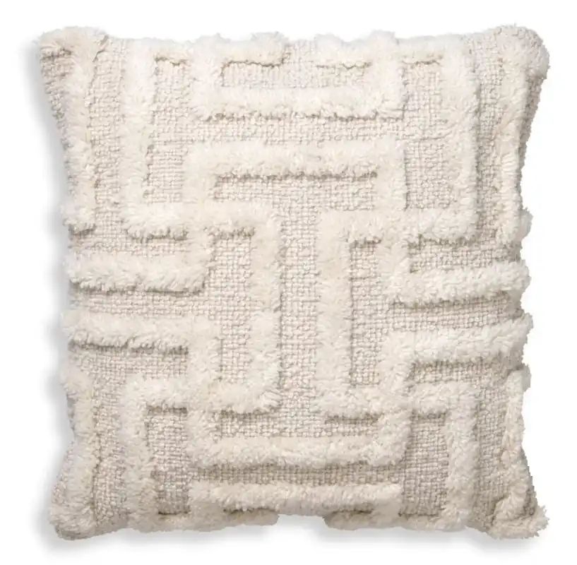 Top-Seller Casa Padrino Luxus Kissen Elfenbein 50 x 50 cm - Handgewebtes Deko Woll Kissen - Quadratisches Zierkissen - Wohnzimmer Dekoration - Luxus Deko Accessoires - Luxus Kollektion
