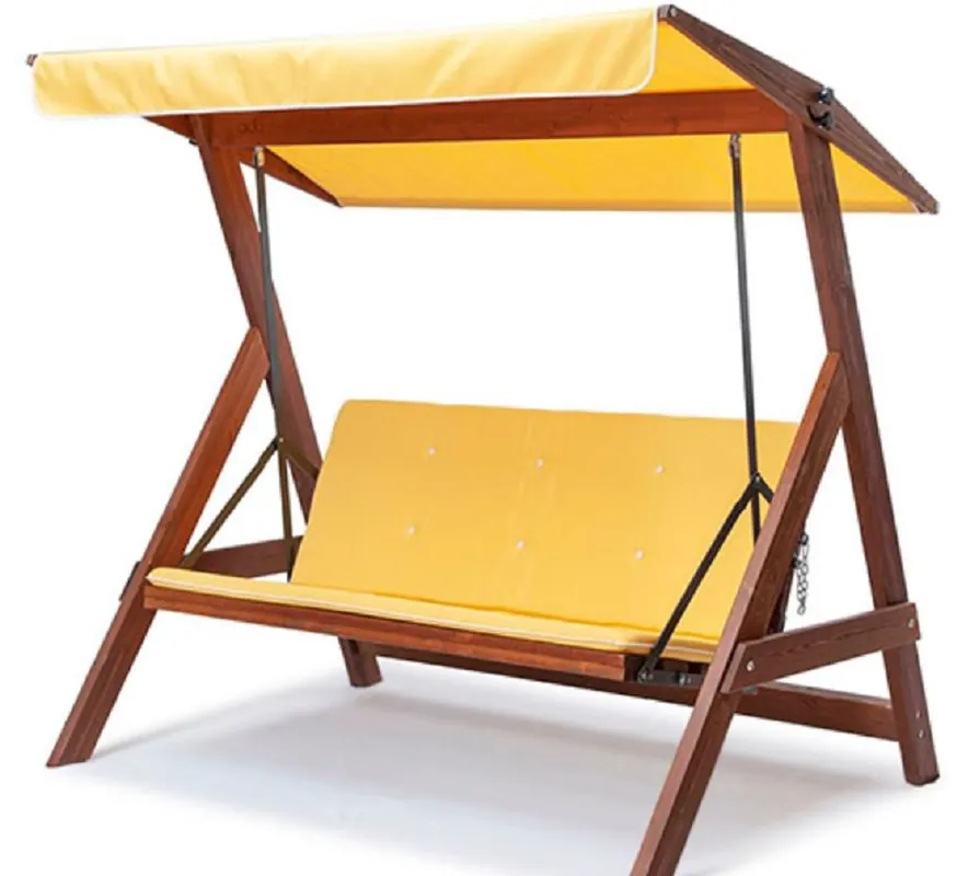 Garantierte Lieferung Casa Padrino Luxus Hollywood Schaukel Gelb / Braun - Massivholz Garten Schaukel mit Sonnendach - Garten Möbel - Terrassen Möbel - Outdoor Möbel - Luxus Möbel