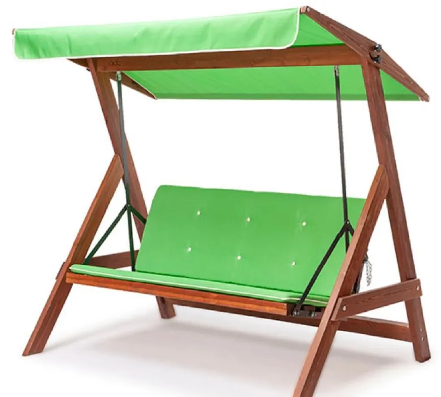 Casa Padrino Luxus Hollywood Schaukel Hellgrün / Braun - Massivholz Garten Schaukel mit Sonnendach - Garten Möbel - Terrassen Möbel - Outdoor Möbel - Luxus Möbel Garantierte Lieferung