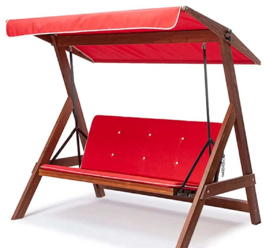 Schnäppchen Casa Padrino Luxus Hollywood Schaukel Rot / Braun - Massivholz Garten Schaukel mit Sonnendach - Garten Möbel - Terrassen Möbel - Outdoor Möbel - Luxus Möbel