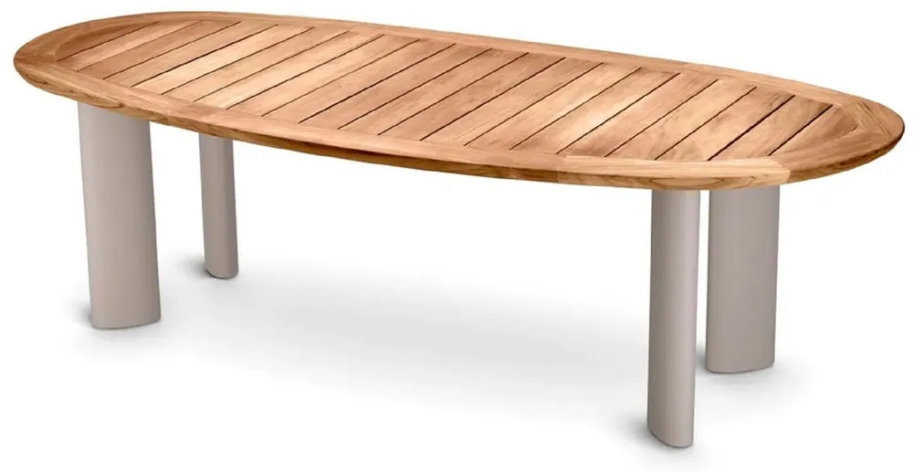 Preis Gesenkt Casa Padrino Luxus Gartentisch Naturfarben / Sandfarben 258,5 x 110 x H. 76 cm - Garten Esstisch mit Teakholz Tischplatte und Aluminium Beinen - Garten & Terrassen Möbel - Luxus Qualität