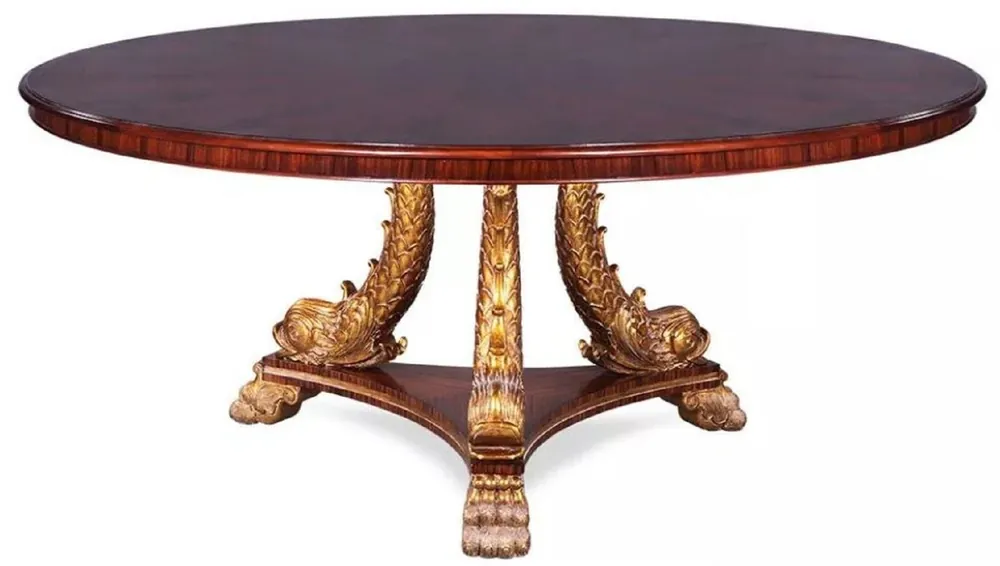 Casa Padrino Luxus Barock Esstisch Braun / Gold Ø 150 cm - Runder Barockstil Massivholz Küchentisch im asiatischen Stil - Barock Esszimmer Möbel im asiatischen Stil Neu Im Sortiment