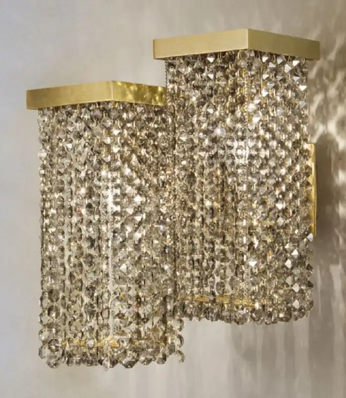 Markenprodukt Casa Padrino Luxus Kristall Wandleuchte Messing 25 x 23 x H. 35 cm - Wohnzimmer Wandleuchte - Hotel Wandleuchte - Restaurant Wandleuchte - Luxus Leuchten - Luxus Qualität - Made in Italy