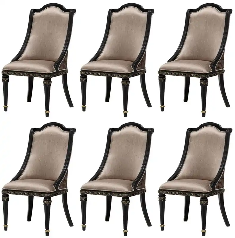 Online Kaufen Casa Padrino Luxus Barock Esszimmer Stuhl 6er Set Silber / Schwarz / Gold - Prunkvolle Barockstil Küchen Stühle - Luxus Barockstil Esszimmer Möbel - Barock Esszimmer Möbel - Barockstil Möbel