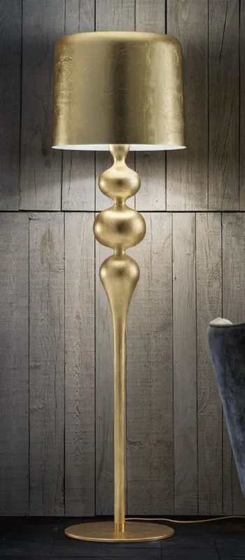 Garantierte Lieferung Casa Padrino Luxus Art Deco Stehleuchte Gold Ø 50 x H. 180 cm - Runde Art Deco Stehlampe mit Aluminium Lampenschirm - Luxus Stehleuchten - Luxus Qualität - Made in Italy