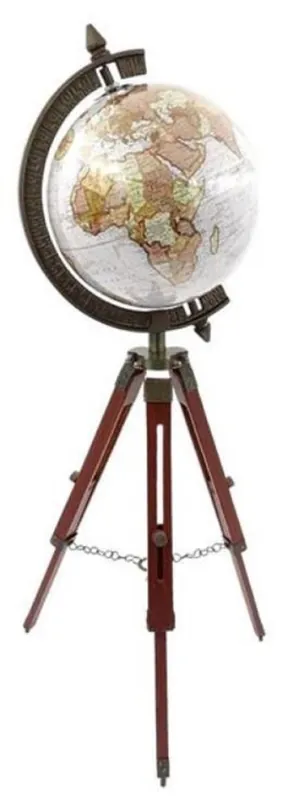 Billig Casa Padrino Deko Globus Mehrfarbig / Braun / Antik Messing H. 78 cm - Höhenverstellbarer Globus mit Dreibein Stativ - Büro Deko - Wohnzimmer Deko - Deko Accessoires