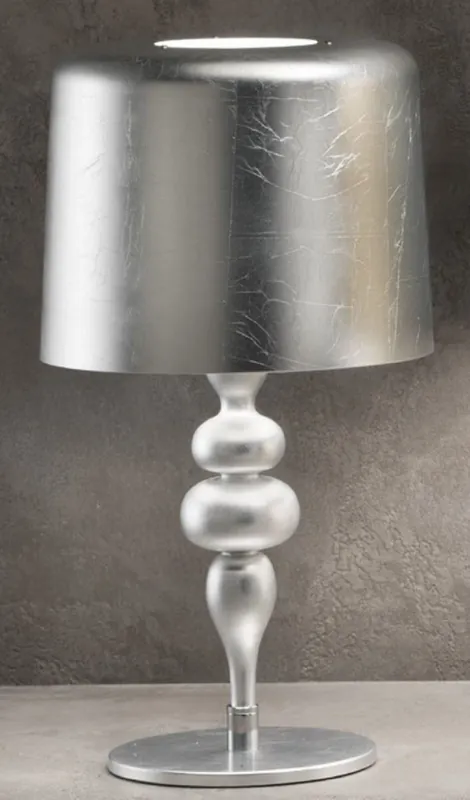 Mega-Angebot Casa Padrino Luxus Art Deco Tischleuchte Silber Ø 50 x H. 180 cm - Runde Art Deco Schreibtischleuchte mit Aluminium Lampenschirm - Luxus Tischleuchten - Luxus Qualität - Made in Italy
