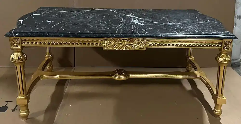 Angebot Casa Padrino Barock Couchtisch Gold / Schwarz - Rechteckiger Massivholz Wohnzimmertisch mit Marmorplatte - Barockstil Wohnzimmer Möbel - Barock Möbel - Antik Stil Wohnzimmer Möbel