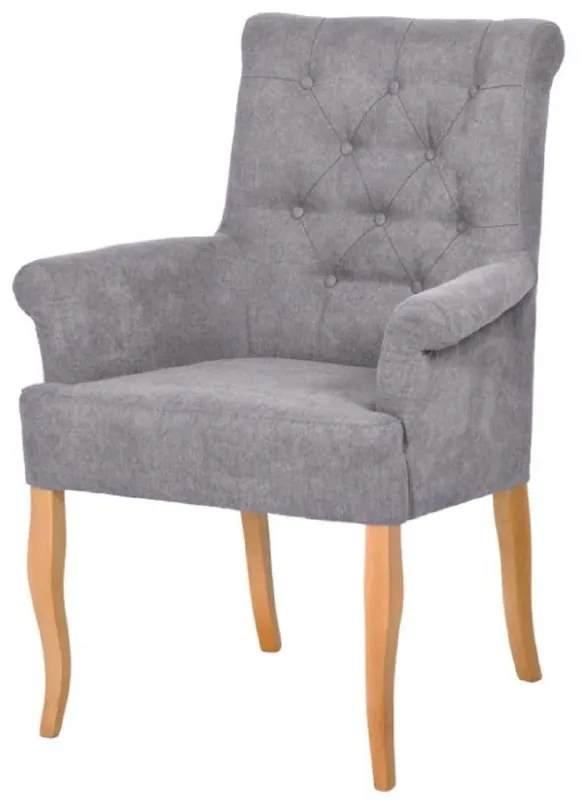 Bestseller Casa Padrino Chesterfield Neo Barock Esszimmer Stuhl Grau / Naturfarben - Küchenstuhl mit Armlehnen - Esszimmer Möbel - Chesterfield Möbel - Neo Barock Möbel