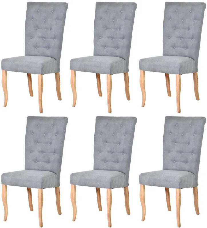 Schnäppchen Casa Padrino Chesterfield Neo Barock Esszimmer Stuhl 6er Set Grau / Naturfarben - Küchenstühle Set - Esszimmer Möbel - Chesterfield Möbel - Neo Barock Möbel