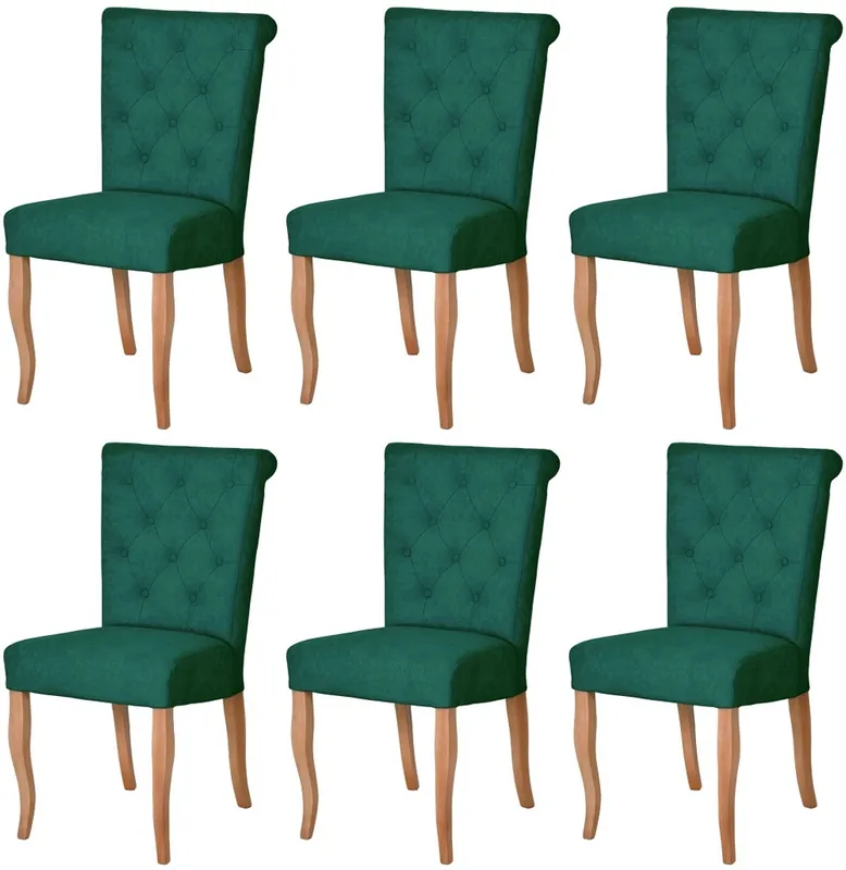 Angebot Casa Padrino Chesterfield Neo Barock Esszimmer Stuhl 6er Set Dunkelgrün / Naturfarben - Küchenstühle Set - Esszimmer Möbel - Chesterfield Möbel - Neo Barock Möbel