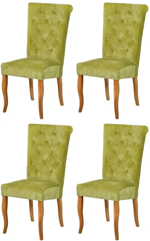 Super-Preis Casa Padrino Chesterfield Neo Barock Esszimmer Stuhl 4er Set Hellgrün / Naturfarben - Küchenstühle Set - Esszimmer Möbel - Chesterfield Möbel - Neo Barock Möbel