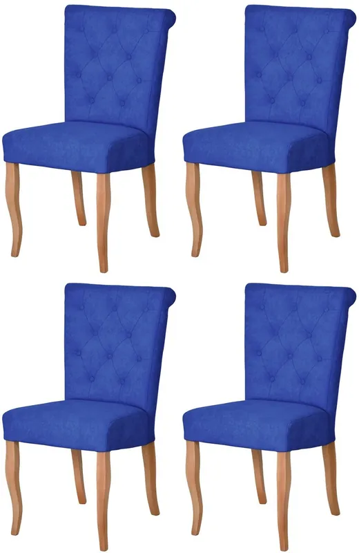 Meistverkauft Casa Padrino Chesterfield Neo Barock Esszimmer Stuhl 4er Set Blau / Naturfarben - Küchenstühle Set - Esszimmer Möbel - Chesterfield Möbel - Neo Barock Möbel