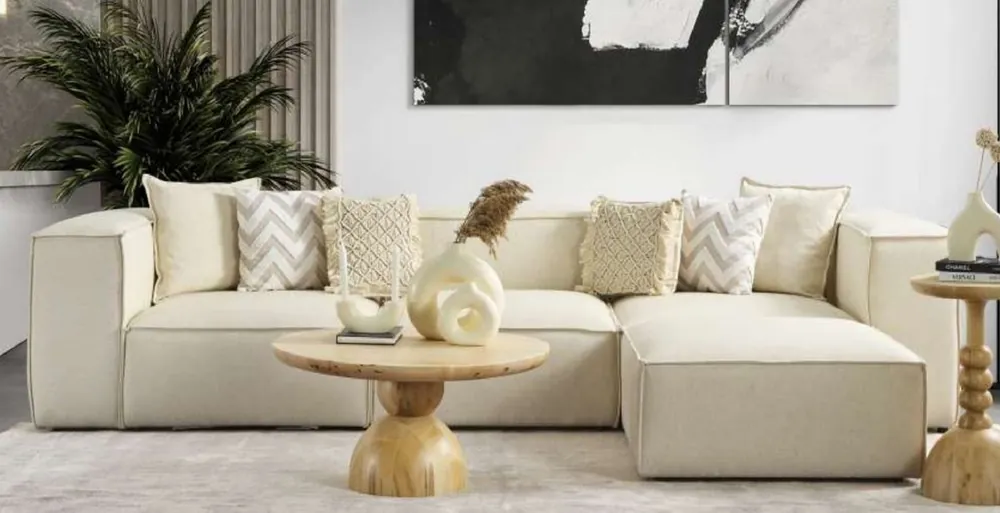 Beliebt Casa Padrino Luxus Ecksofa Elfenbein 315 x 200 x H. 80 cm - Wohnzimmer Sofa - Wohnzimmer Möbel - Luxus Möbel - Luxus Wohnzimmer Einrichtung