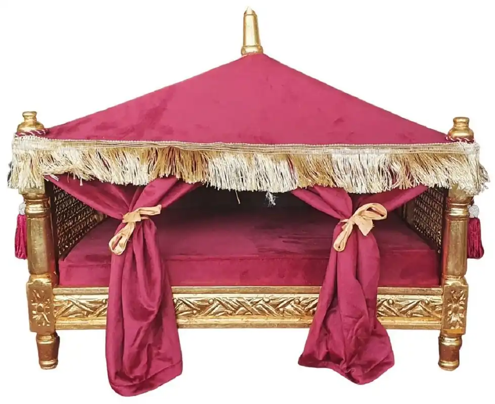 Billig Casa Padrino Barock Hundebett Bordeauxrot / Gold - Handgefertigtes Antik Stil Hundebett - Prunkvolle Hunde Möbel im Barockstil - Antik Stil Tiermöbel - Barock Tiermöbel