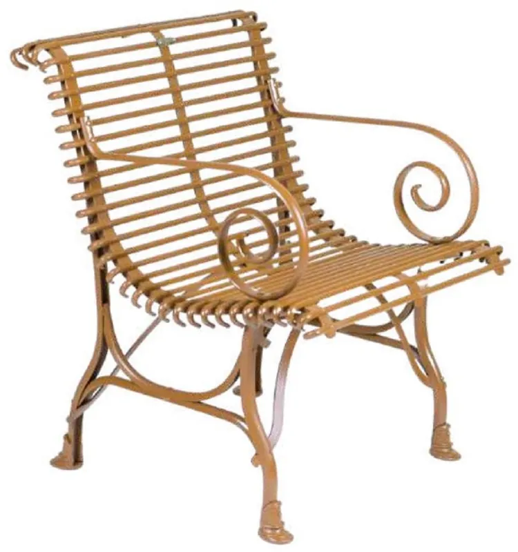 Neue Kollektion Casa Padrino Jugendstil Garten Stuhl Braun 64 x 62 x H. 71 cm - Handgefertigter Schmiedeeisen Stuhl mit Armlehnen - Nostalgische Schmiedeeisen Garten & Terrassen Möbel