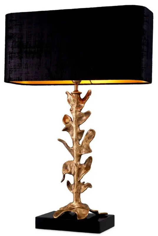 Zertifiziert Casa Padrino Luxus Tischleuchte Vintage Messing / Schwarz 50 x 22 x H. 79 cm - Schreibtischleuchte mit Lampenschirm und Granitsockel - Luxus Tischleuchten - Luxus Schreibtischleuchten