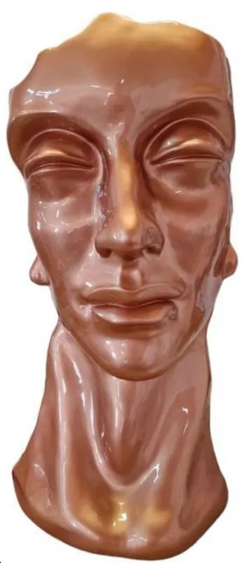 Casa Padrino Luxus Designer Deko Büste Braun H. 70 cm - Abstrakte Deko Skulptur Büste - Wohnzimmer Deko Figur Büste - Garten Deko Figur Büste - Abstrakte Luxus Deko Büsten Preisknaller