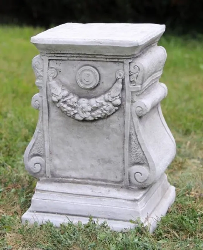 Casa Padrino Barock Garten Deko Säule Grau H. 41 cm - Antik Stil Stein Säule - Prunkvolle Gartensäule - Barock Garten & Terrassen Deko Accessoires - Gartendeko im Barockstil Preiswert