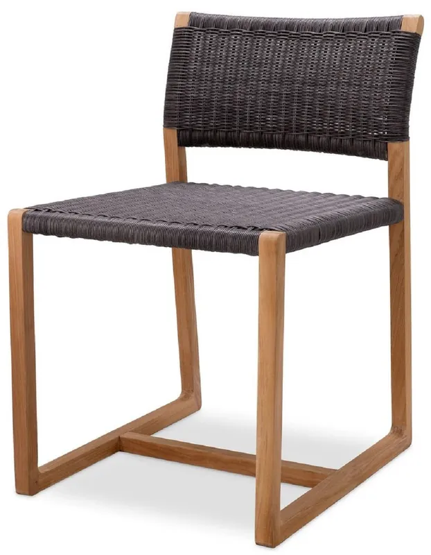 Online Kaufen Casa Padrino Luxus Teakholz Esszimmer Stuhl Naturfarben / Schwarz 48 x 58 x H. 78,5 cm - Garten Stuhl - Terrassen Stuhl - Garten Möbel - Esszimmer Möbel - Luxus Teakholz Möbel