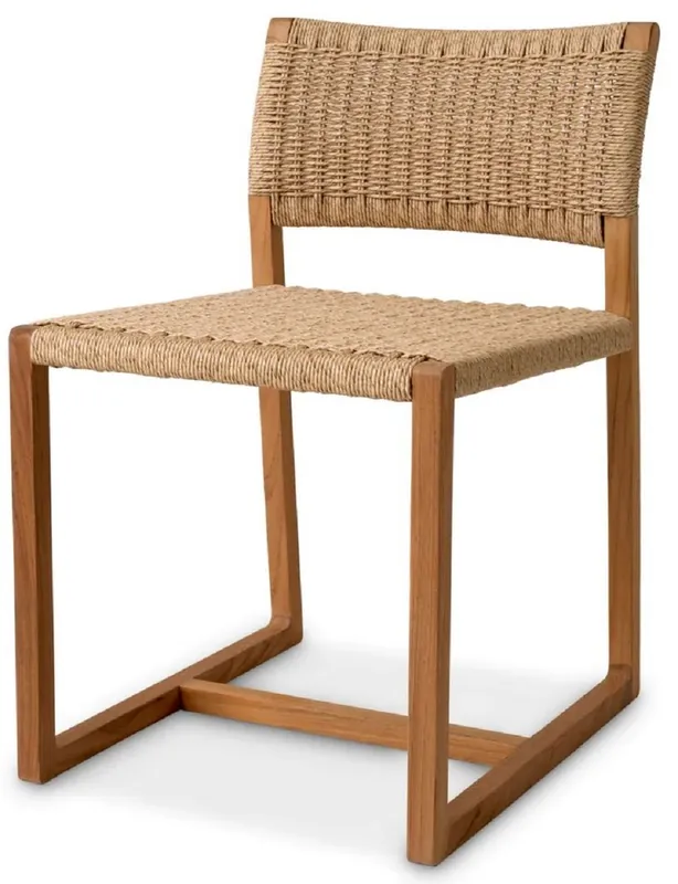 Markenware Casa Padrino Luxus Teakholz Esszimmer Stuhl Naturfarben 48 x 58 x H. 78,5 cm - Garten Stuhl - Terrassen Stuhl - Garten Möbel - Esszimmer Möbel - Luxus Teakholz Möbel