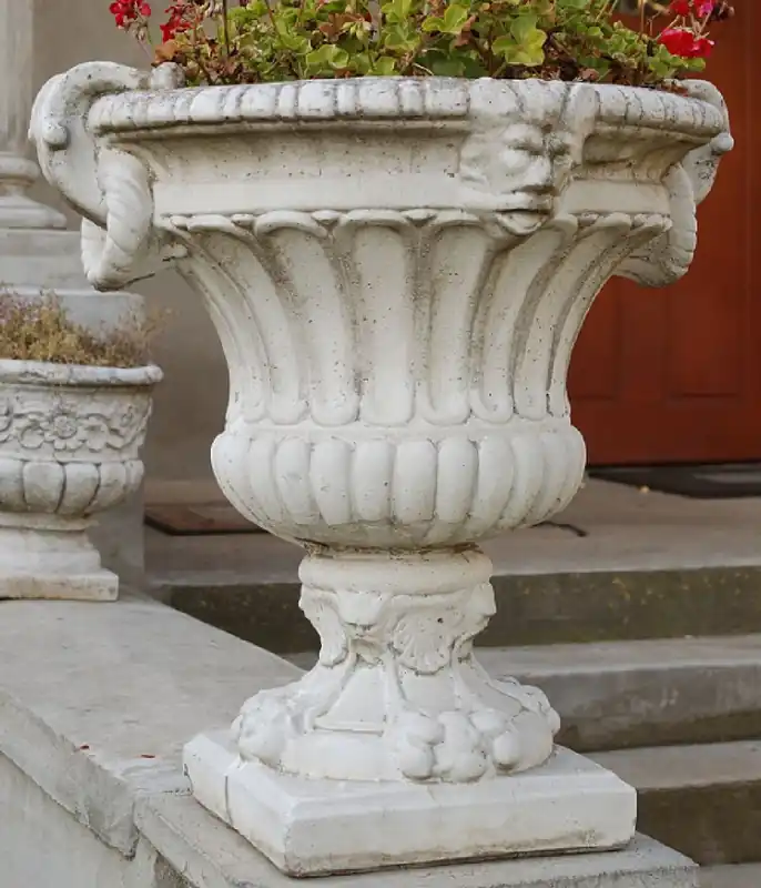 Zertifiziert Casa Padrino Barock Garten Deko Blumentopf Weiß / Grau 73 x 67 x H. 70 cm - Prunkvoller Pflanzentopf im Barockstil - Barock Garten Deko - Barock Terrassen Deko - Barock Deko Accessoires