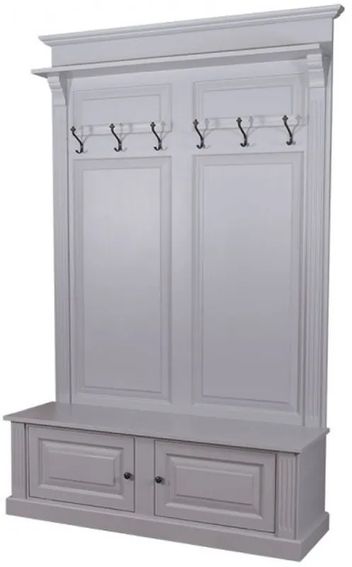 Casa Padrino Landhausstil Massivholz Garderobenschrank Grau 140 x 41 x H. 210 cm - Wand Garderobe - Flur Schrank - Flurmöbel - Garderobenmöbel - Landhausstil Möbel Top-Angebot