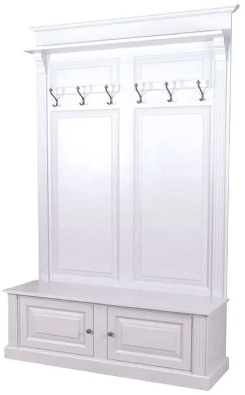 Markenware Casa Padrino Landhausstil Massivholz Garderobenschrank Weiß 140 x 41 x H. 210 cm - Wand Garderobe - Flur Schrank - Flurmöbel - Garderobenmöbel - Landhausstil Möbel