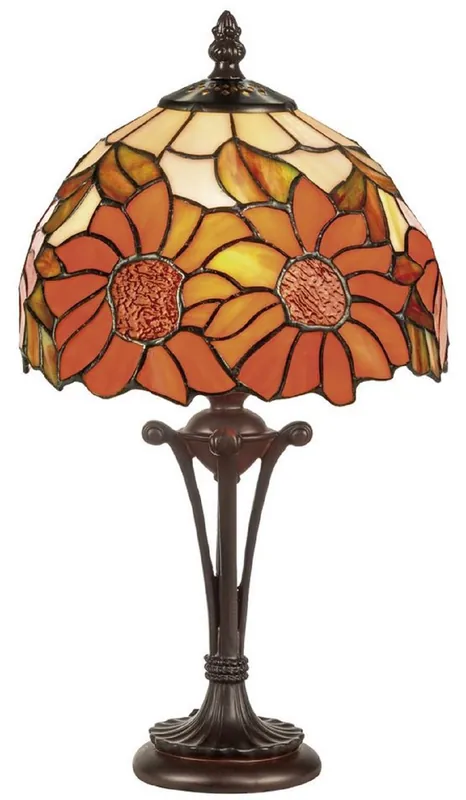 Abverkauf Casa Padrino Luxus Tiffany Hockerleuchte Mehrfarbig Ø 20 x H. 38 cm - Runde Tiffany Schreibtischleuchte - Tiffany Tischleuchte - Luxus Interior - Luxus Leuchten - Tiffany Leuchten