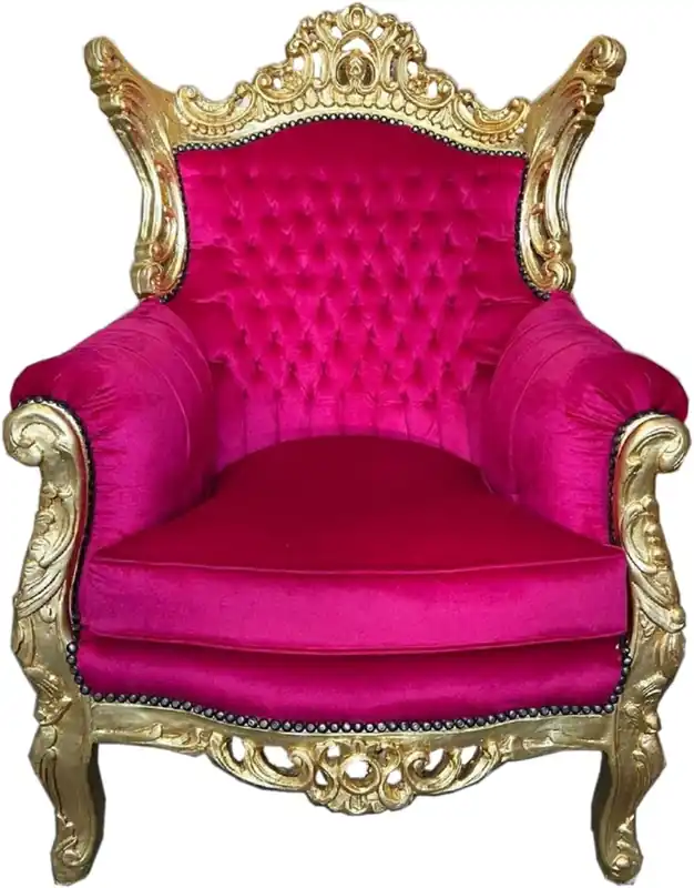 Heißes Angebot Casa Padrino Barock Sessel Pink / Gold - Handgefertigter Massivholz Wohnzimmer Sessel - Antik Stil Wohnzimmer Sessel - Wohnzimmer Möbel im Barockstil - Barock Möbel