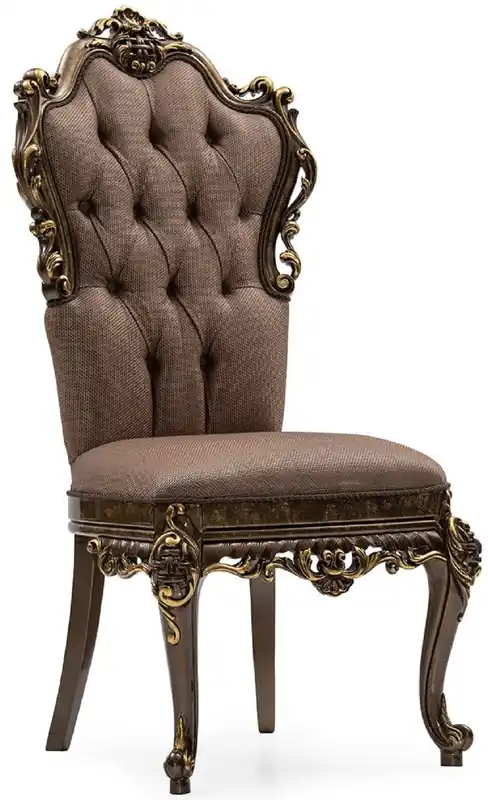 Casa Padrino Luxus Barock Esszimmer Stuhl Grau / Braun / Gold - Prunkvoller Barockstil Küchen Stuhl - Luxus Esszimmer Möbel im Barockstil - Barock Möbel - Edel & Prunkvoll Neue Ware