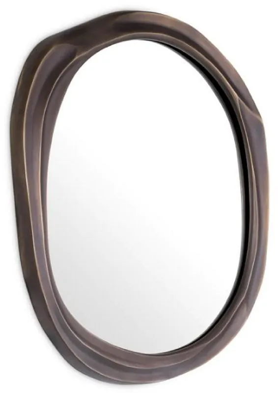 Casa Padrino Luxus Wandspiegel Bronze 76,5 x 3,5 x H. 81 cm - Aluminium Wohnzimmer Spiegel - Schlafzimmer Spiegel - Garderoben Spiegel - Luxus Möbel - Luxus Interior Bestseller