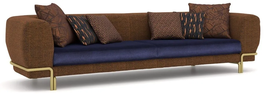 Garantierte Lieferung Casa Padrino Luxus Sofa Braun / Lila / Messing 300 x 100 x H. 75 cm - Wohnzimmer Sofa - Hotel Sofa - Wohnzimmer Möbel - Hotel Möbel - Luxus Möbel - Luxus Einrichtung