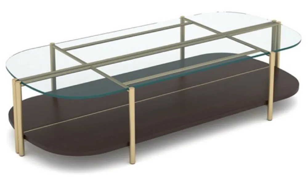 Knallerangebot Casa Padrino Luxus Couchtisch Dunkelbraun / Messing 155 x 75 x H. 35 cm - Wohnzimmertisch mit Glasplatte - Wohnzimmer Möbel - Hotel Möbel - Luxus Möbel - Luxus Einrichtung