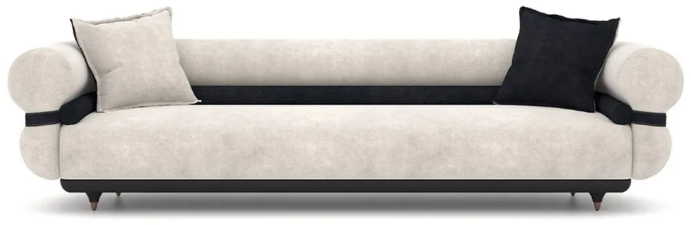 Schneller Versand Casa Padrino Luxus Sofa Grau / Blau / Schwarz / Kupfer 260 x 88 x H. 65 cm - Wohnzimmer Sofa - Hotel Sofa - Wohnzimmer Möbel - Hotel Möbel - Luxus Möbel - Luxus Einrichtung