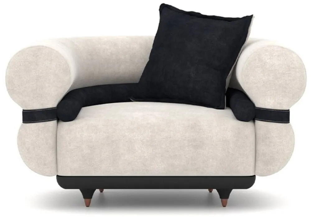 Casa Padrino Luxus Sessel Grau / Blau / Schwarz / Kupfer 110 x 88 x H. 65 cm - Wohnzimmer Sessel - Hotel Sessel - Wohnzimmer Möbel - Hotel Möbel - Luxus Möbel - Luxus Einrichtung Jetzt Kaufen
