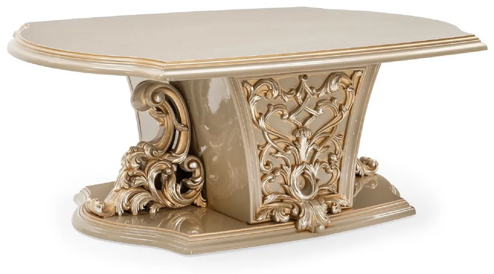 Preis Gesenkt Casa Padrino Luxus Barock Couchtisch Grau / Gold - Handgefertigter Massivholz Wohnzimmertisch im Barockstil - Wohnzimmer Möbel im Barockstil - Barock Möbel - Edel & Prunkvoll