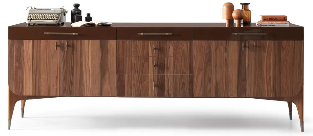 Casa Padrino Luxus Sideboard Braun / Dunkelbraun 230 x 60 x H. 82 cm - Massivholz Schrank mit 6 Schubladen und 4 Türen - Esszimmer Möbel - Luxus Möbel - Luxus Einrichtung Nur Heute