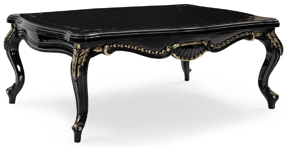 Ausverkauf Casa Padrino Luxus Barock Couchtisch Schwarz / Gold - Handgefertigter Massivholz Wohnzimmertisch im Barockstil - Wohnzimmer Möbel im Barockstil - Barock Möbel - Edel & Prunkvoll