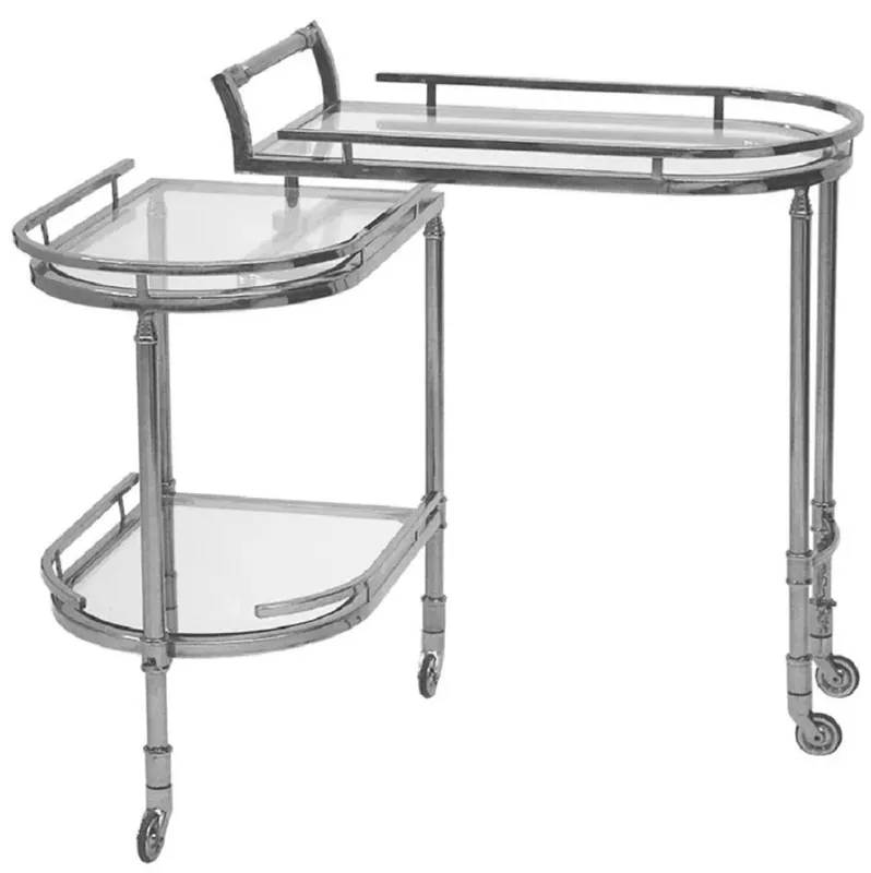 Knallerangebot Casa Padrino Servierwagen Silber 75 x 40 x H. 75 cm - Ovaler Metall Trolley mit Glasplatten - Hotel Restaurant Gastronomie Trolley - Hotel & Restaurant Accessoires