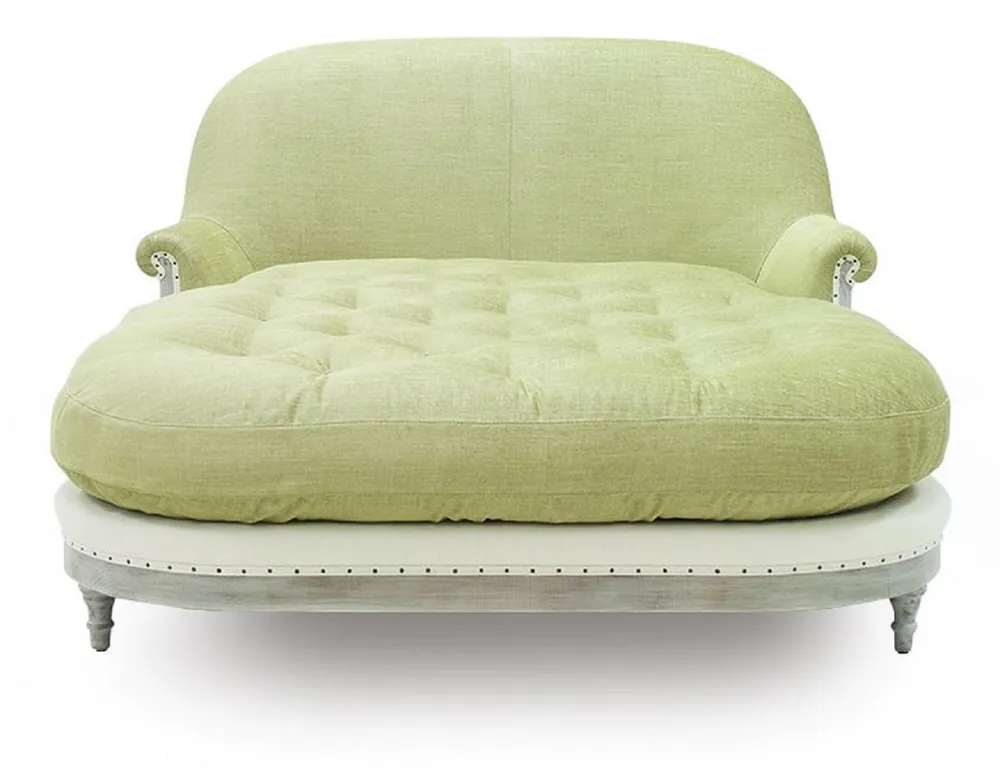 Preis Gesenkt Casa Padrino Luxus Chaiselongue Hellgrün / Weiß / Grau 140 x 185 x H. 91 cm - Wohnzimmer Liegesessel - Recamiere - Wohnzimmer Möbel - Luxus Möbel - Luxus Kollektion