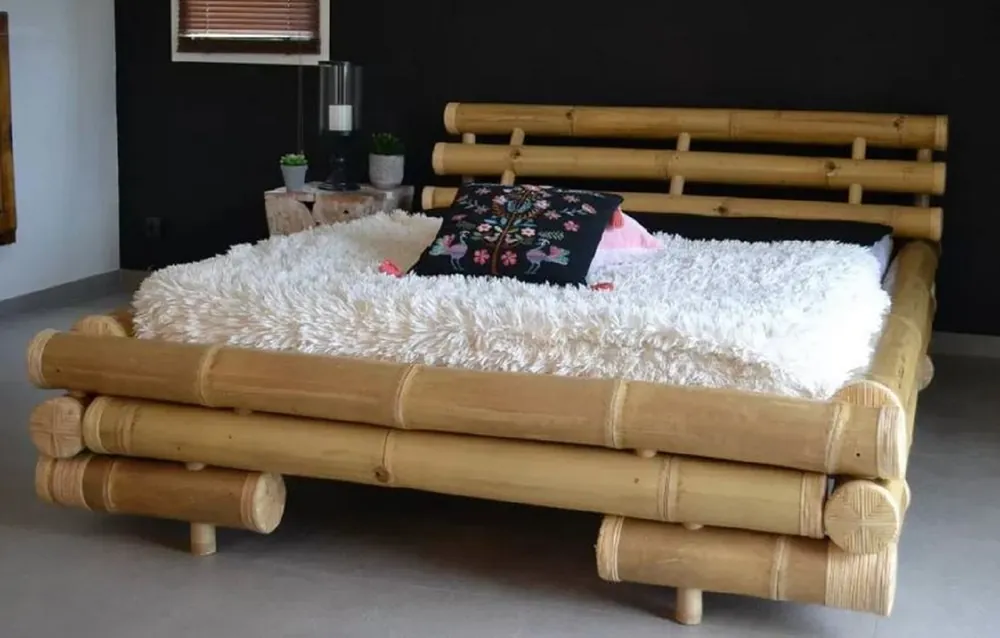 Casa Padrino Luxus Doppelbett Naturfarben 190 x 245 x H. 70 cm - Bambus Bett - Schlafzimmer Möbel - Bambus Möbel - Luxus Möbel - Luxus Einrichtung Solange Der Vorrat Reicht