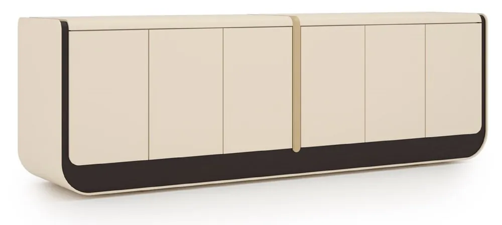 Casa Padrino Luxus Sideboard Creme / Schwarz / Beige 260 x 60 x H. 75 cm - Massivholz Schrank mit 6 Türen - Esszimmer Möbel - Luxus Möbel - Luxus Einrichtung Begrenztes Angebot