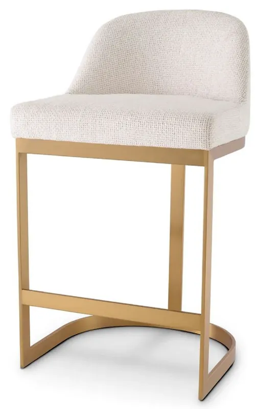 Markenprodukt Casa Padrino Luxus Barstuhl Cremeweiß / Messing 53 x 51 x H. 93 cm - Gepolsterter Edelstahl Barhocker - Bar Möbel - Luxus Möbel - Luxus Qualität