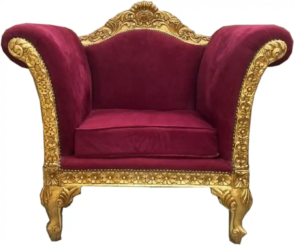 Nur Für Kurze Zeit Casa Padrino Barock Lounge Sessel Bordeauxrot / Gold - Handgefertigter Antik Stil Sessel - Wohnzimmer Möbel - Barock Möbel - Edel & Prunkvoll