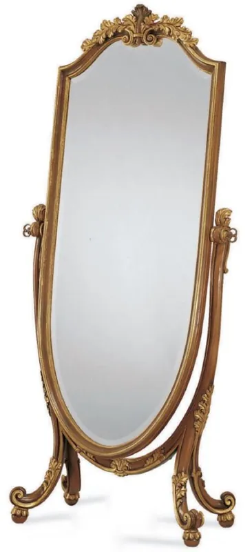 Expressversand Casa Padrino Luxus Barock Standspiegel Braun / Gold - Schwenkbarer Barockstil Spiegel - Luxus Schlafzimmer Möbel im Barockstil - Barock Möbel - Luxus Qualität - Made in Italy